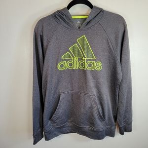 Adidas Gray Hoodie M Bright Yellow Neon Logo
